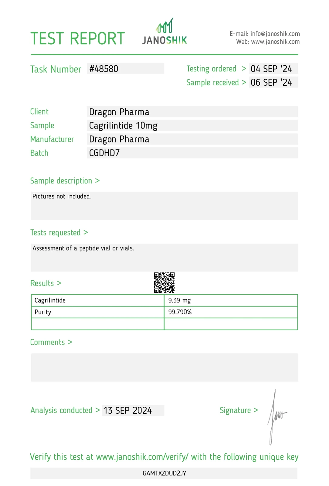 cagrilintide laboratory test report