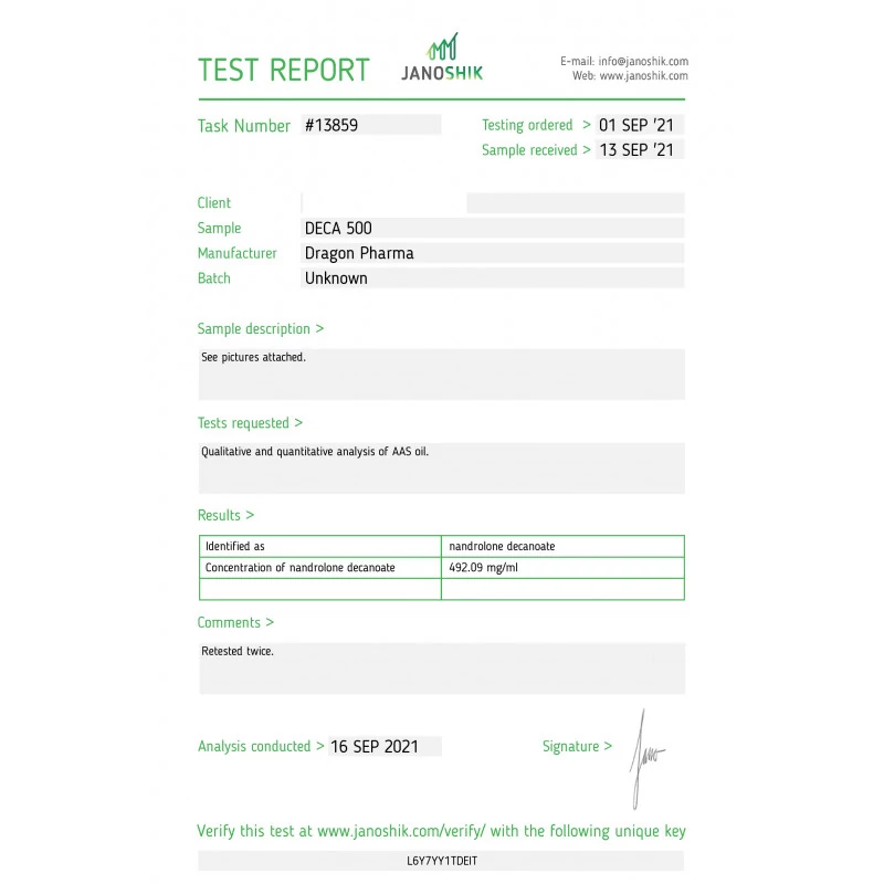 deca 500 laboratory test report