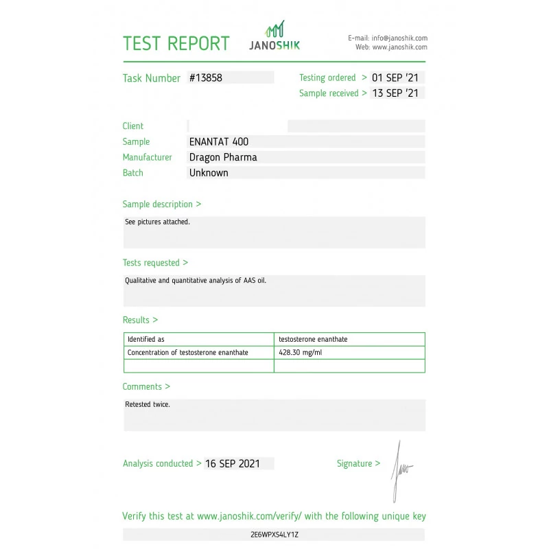 enantat 400 laboratory test report