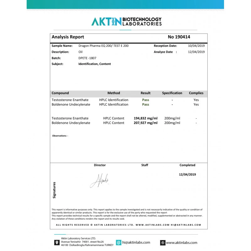 eq 200 / test e  200 laboratory test report