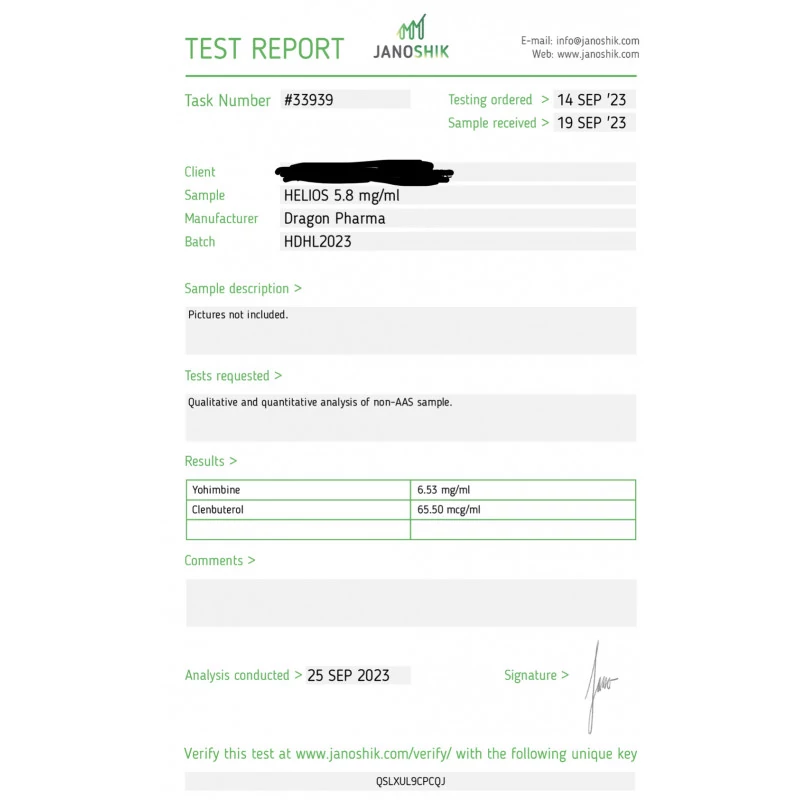 helios laboratory test report