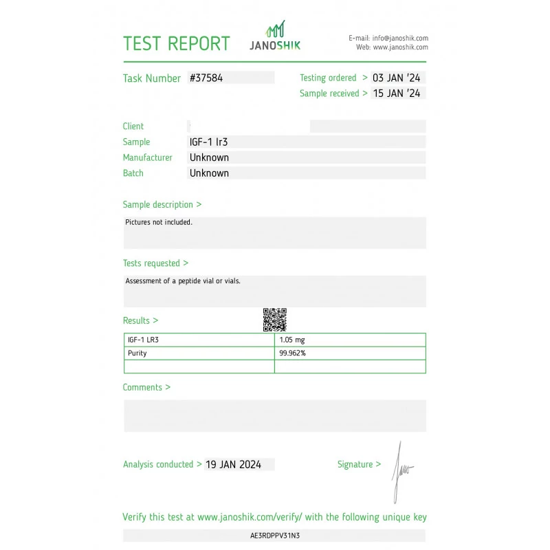 igf-1 lr3 laboratory test report