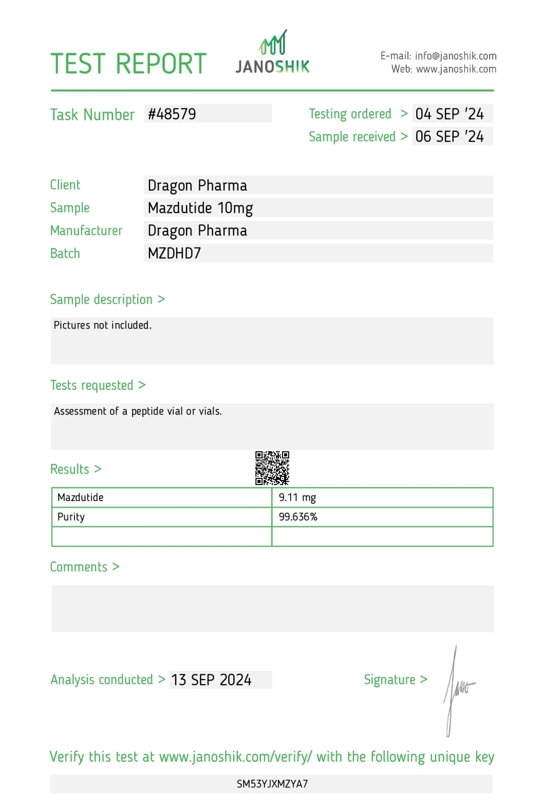 mazdutide laboratory test report