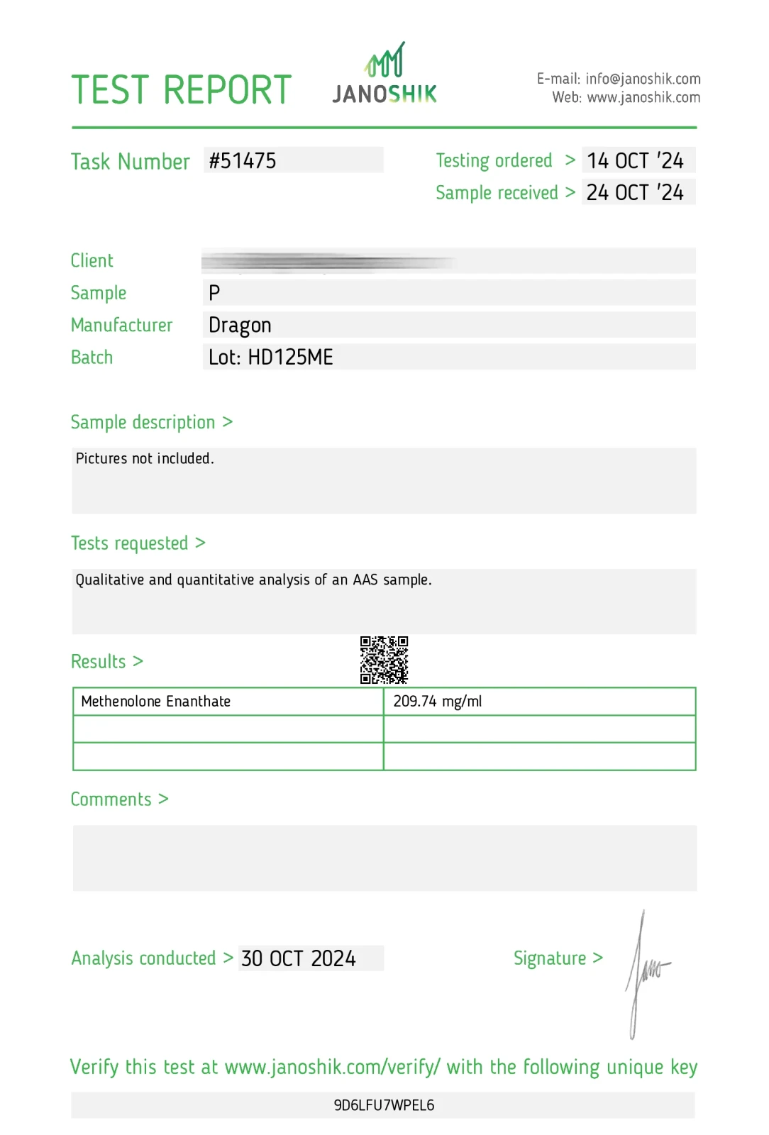 primobolan 200 laboratory test report