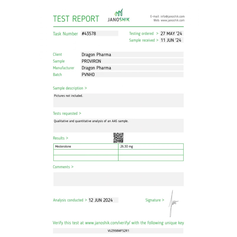 proviron laboratory test report