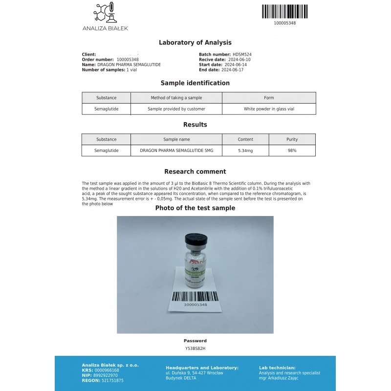 semaglutide laboratory test report