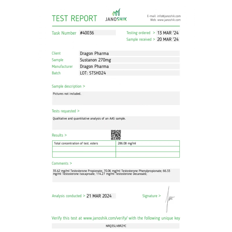 sustanon 270 laboratory test report