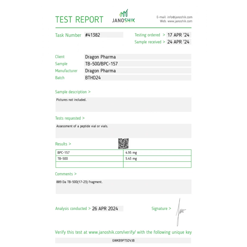 tb 500/bpc 157 laboratory test report