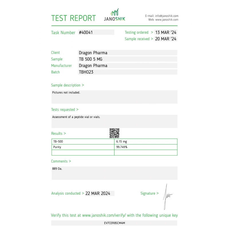 tb 500 laboratory test report