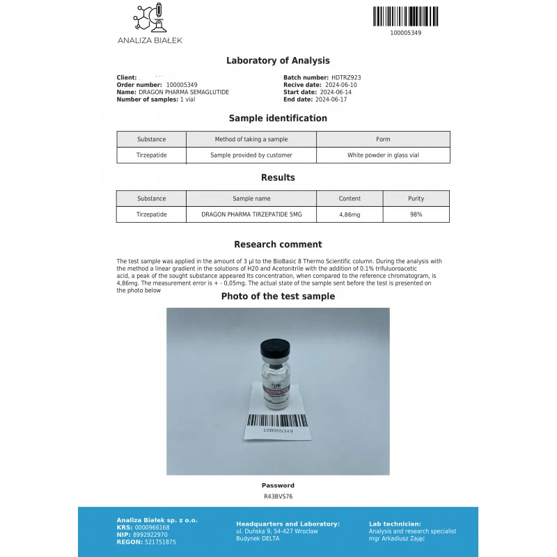 tirzepatide laboratory test report