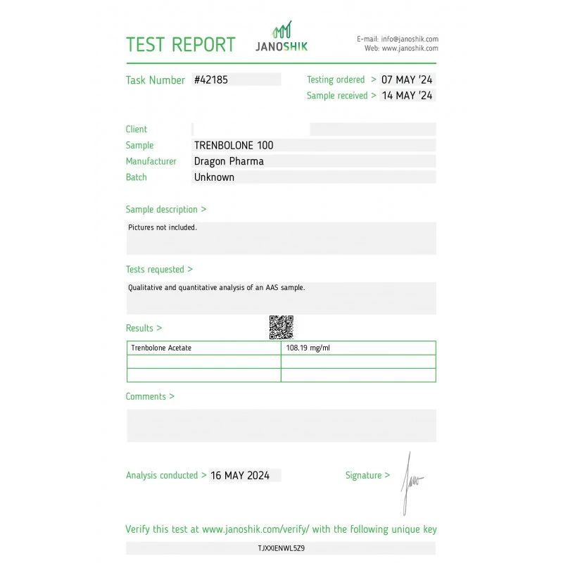 trenbolone 100 laboratory test report