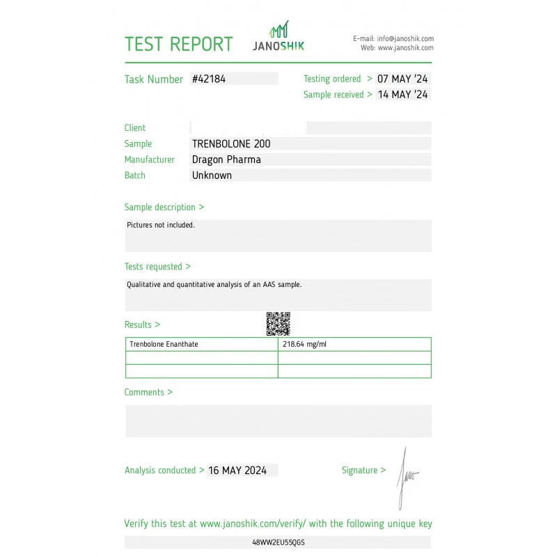 trenbolone 200 laboratory test report