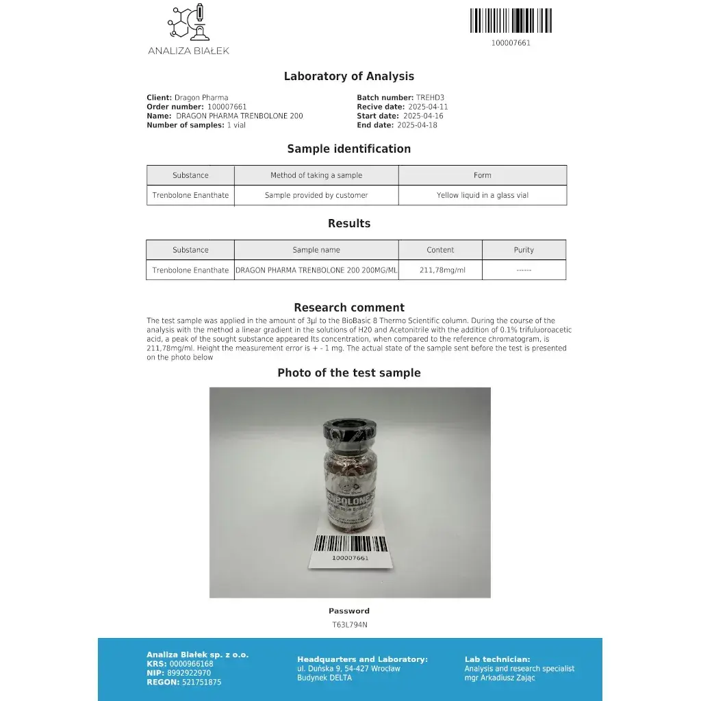 trenbolone 200 laboratory test report