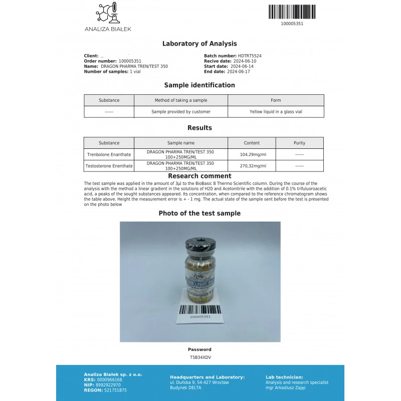 tren test 350  laboratory test report